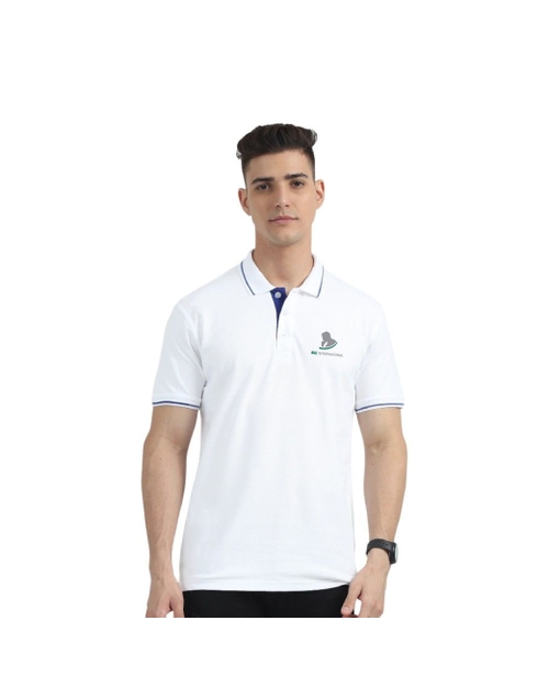 Greys&Blues Organic Polo Tshirt- White with Blue Tipping